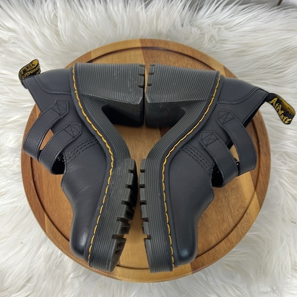 DR. MARTENS l Eviee Sendal Leather Heeled Platform Mary Janes Size 6 - Picture 8 of 13
